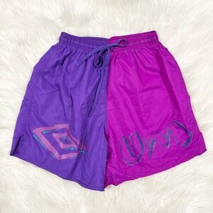 Umbro Color Block Athletic Shorts Purple Pink Split Logo Retro Men's Small